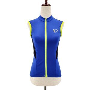Pearl Izumi Elite Womens XS Cycling Jersey Full Zipper Sleeveless Blue Neon